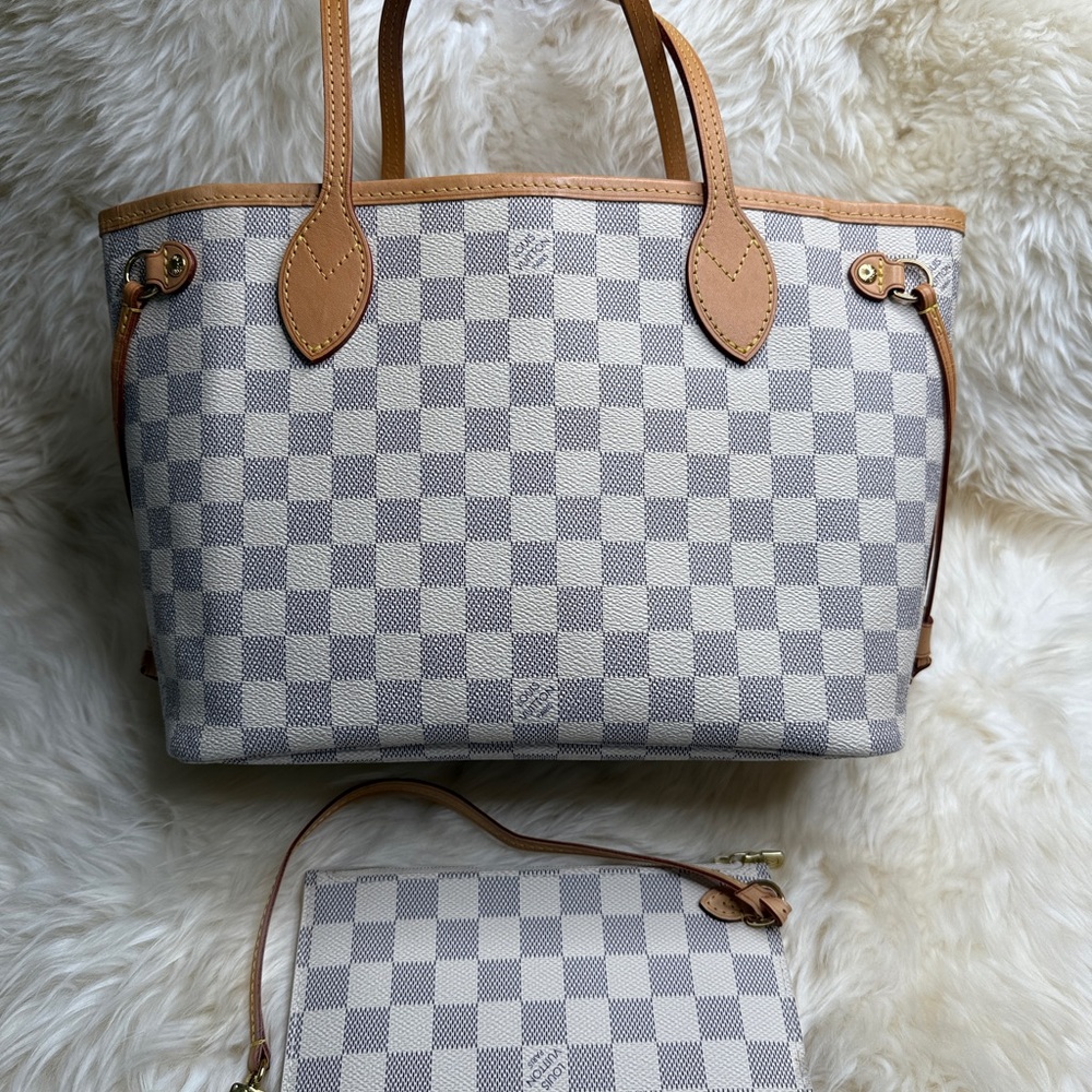 Louis Vuitton Neverfull PM Damier Azur With Pouch